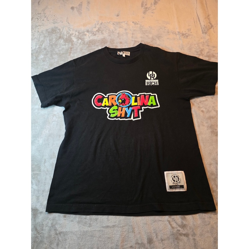 Underground Rich T-Shirt Mens Large Black Carolina Shyt Graphic Tee Box 44